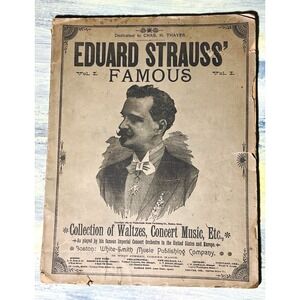 1890 Eduard Strauss Famous Waltzes Concert Music Vol 1 Antique Sheet Music Book